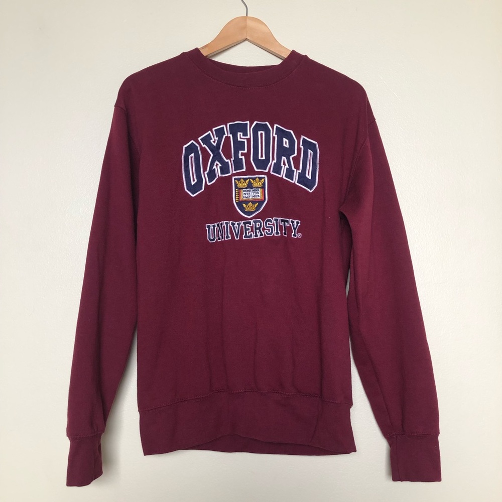 Maroon Oxford University Crewneck, Large || Oxford